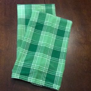 Pair of green plaid hand towels 100% cotton DII